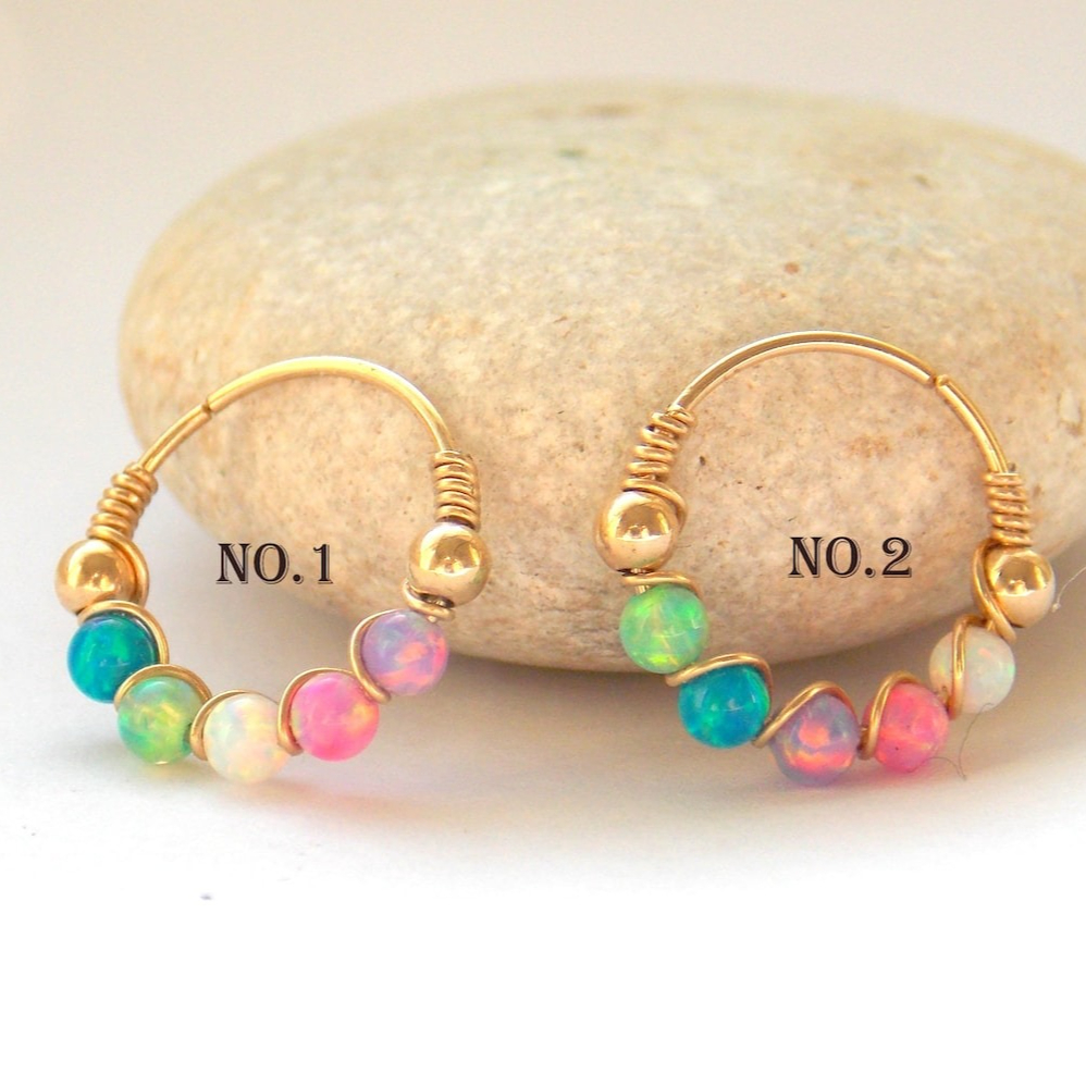 Body Jewelry Hangers - 10mm 14K Gold Filled Opal Nose
