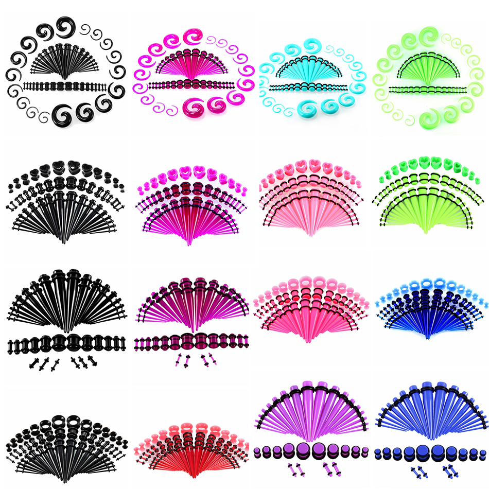 Body Jewelry Tunnels - 36pcs-54pcs 14G-00G Acrylic Ear Plugs and