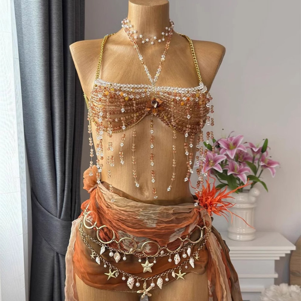 Body Jewelry Y2K - Handmade Goddess Jewelry Y2K Beaded Bra