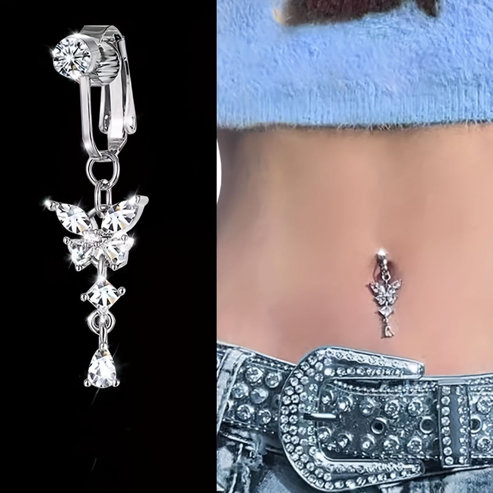 Body Jewelry Belly Button Rings - Butterfly Design Clip On Belly Button