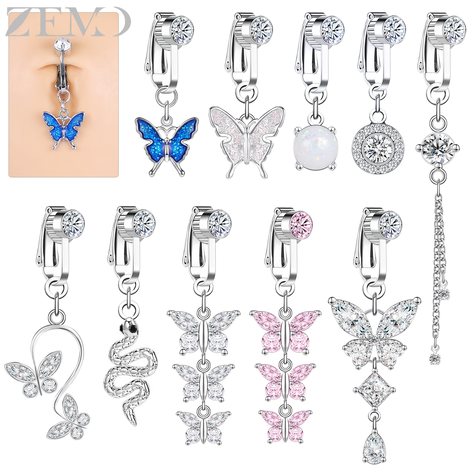 Body Jewelry Belly Button Rings - ZEMO 1 PC Stainless Steel Clip