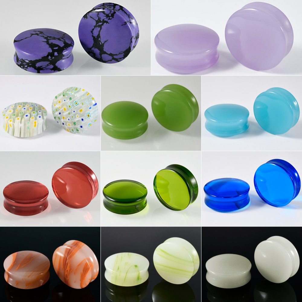 1/2/22PCS Glass&Stone Round Ea - Body Jewelry Tunnels のレビューと価格