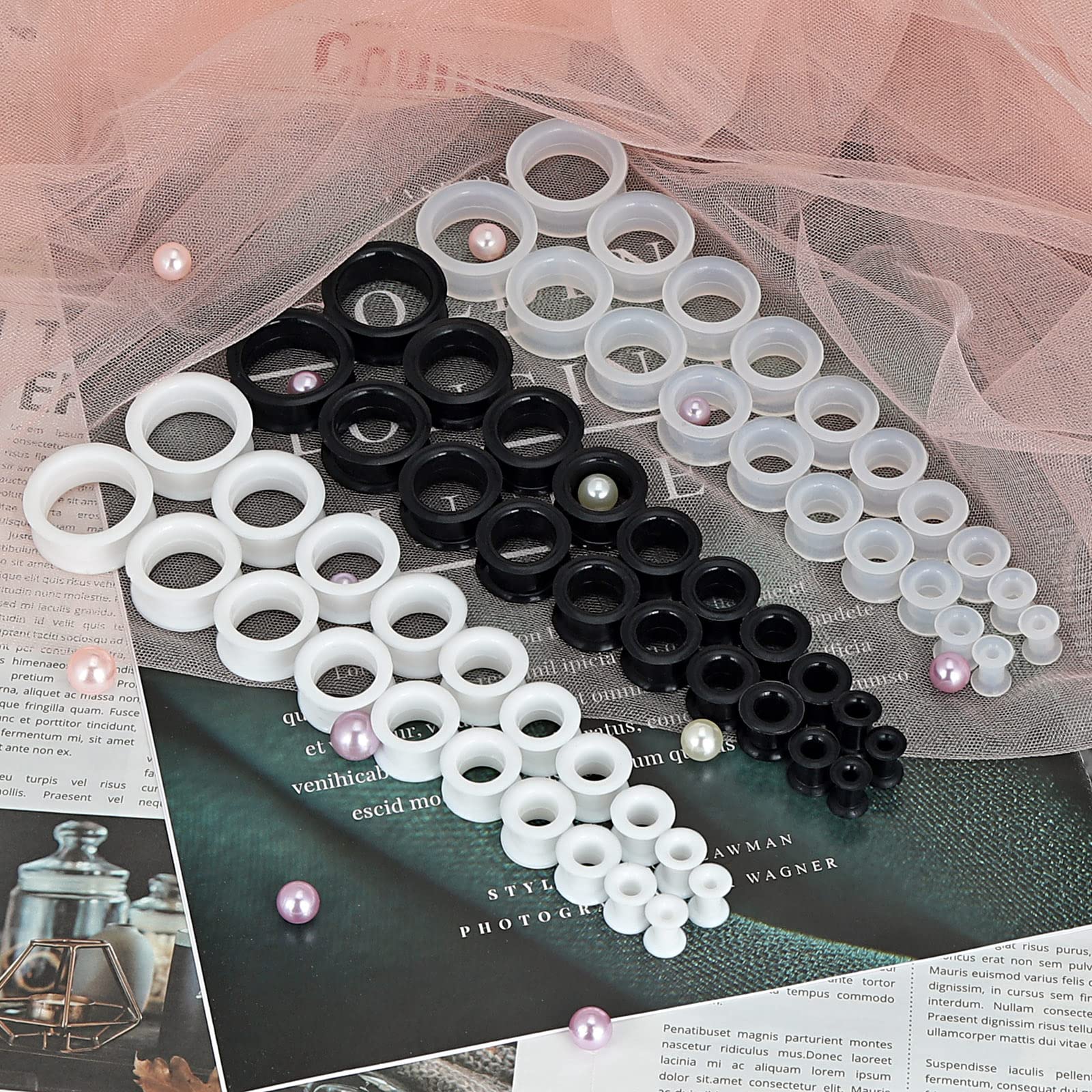2PCS Black Clear White Thick S - Body Jewelry Tunnels のレビューと価格