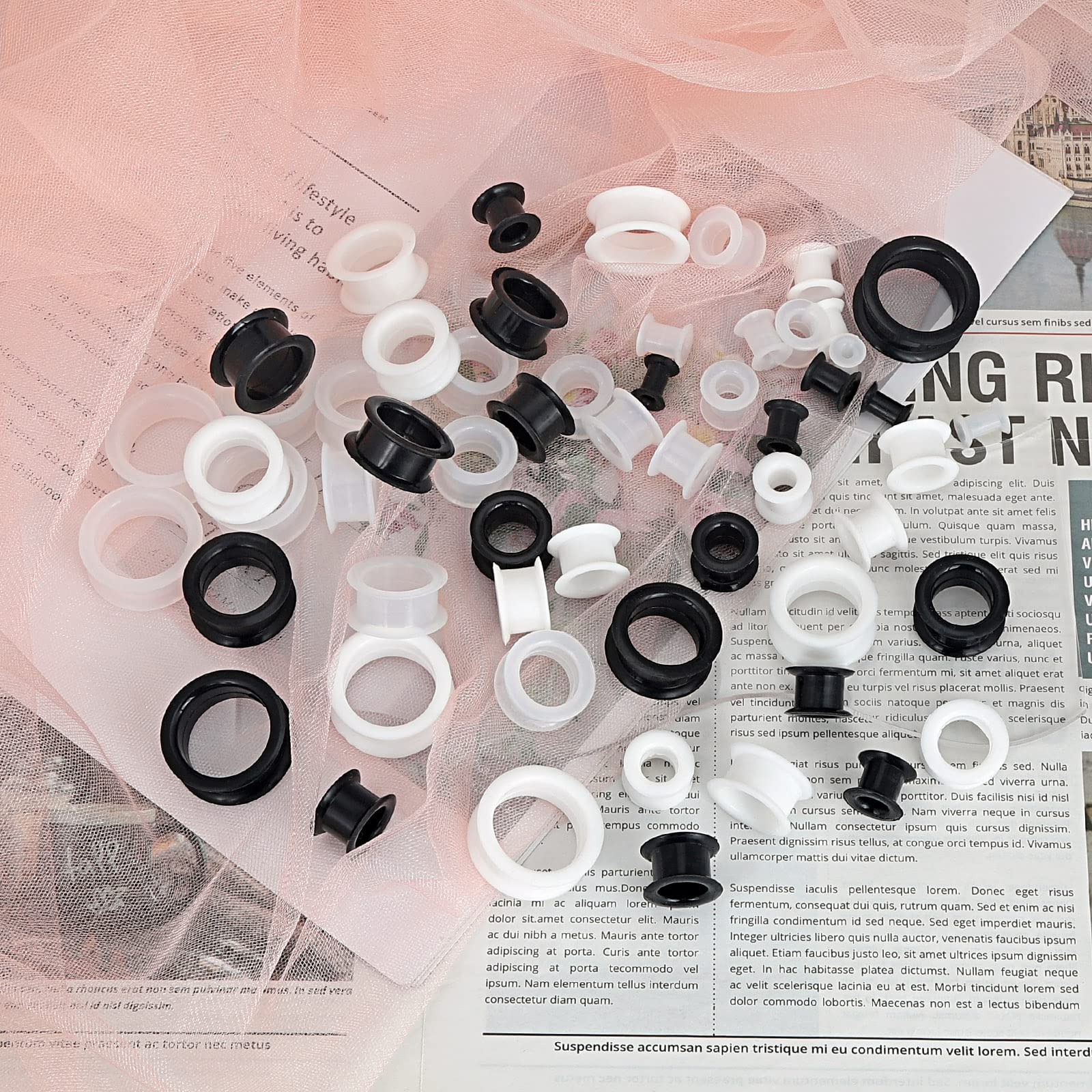 2PCS Black Clear White Thick S - Body Jewelry Tunnels のレビューと価格
