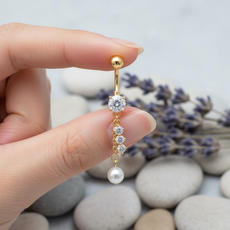 Crystal Pendant Belly Button R - Body Jewelry Tunnels のレビューと価格