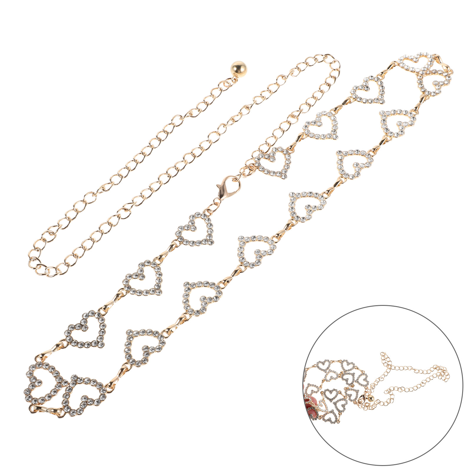 Women Heart Rhinestone Waist C - Body Jewelry Waist Chains のレビューと価格