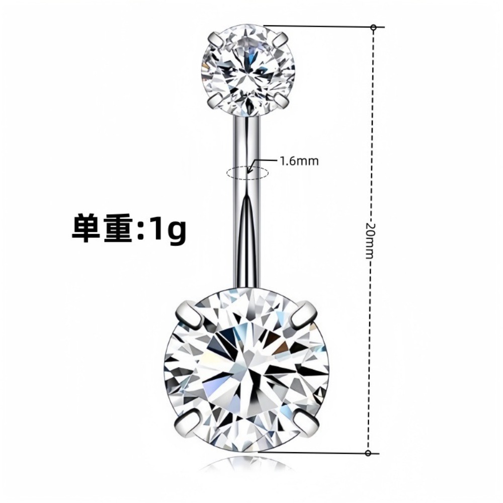 Heart Round Double Head Zircon - Body Jewelry Belly Button Rings のレビューと価格