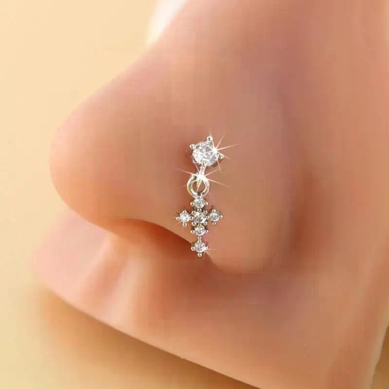 Dangle Nose Rings For Women Cr - Body Jewelry Tunnels のレビューと価格