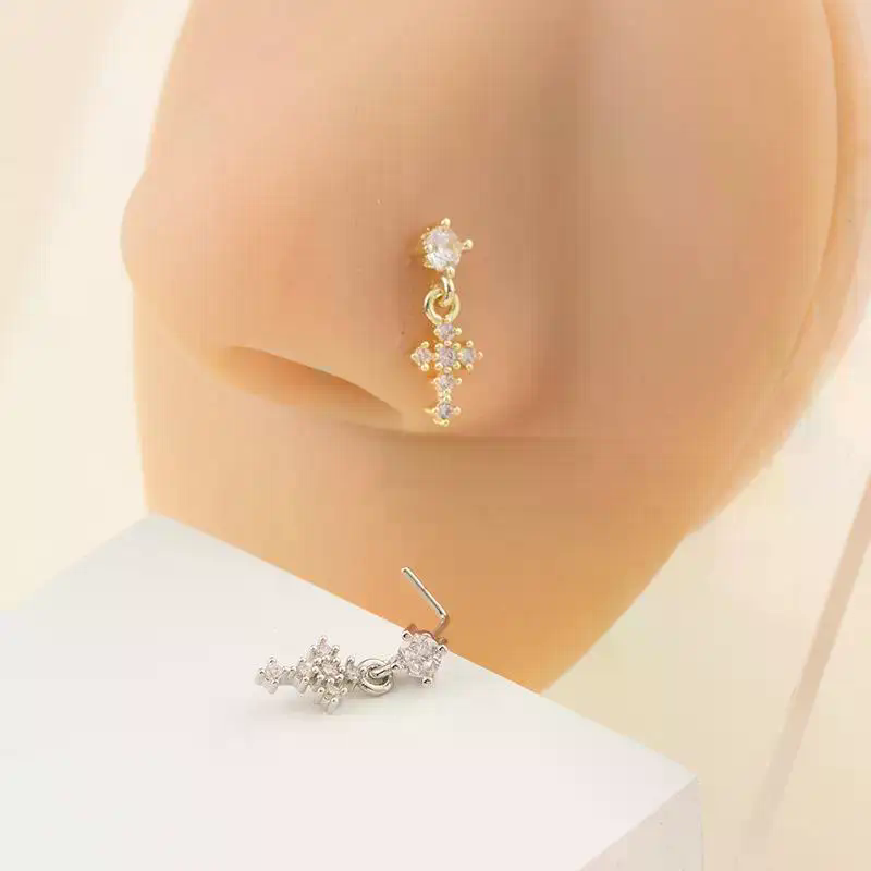 Dangle Nose Rings For Women Cr - Body Jewelry Tunnels のレビューと価格