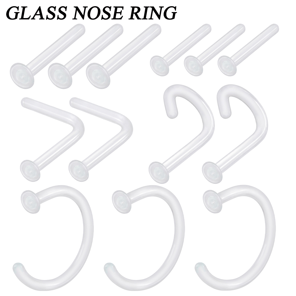 1PC Glass Nose Stud Transparen - Body Jewelry Storage のレビューと価格