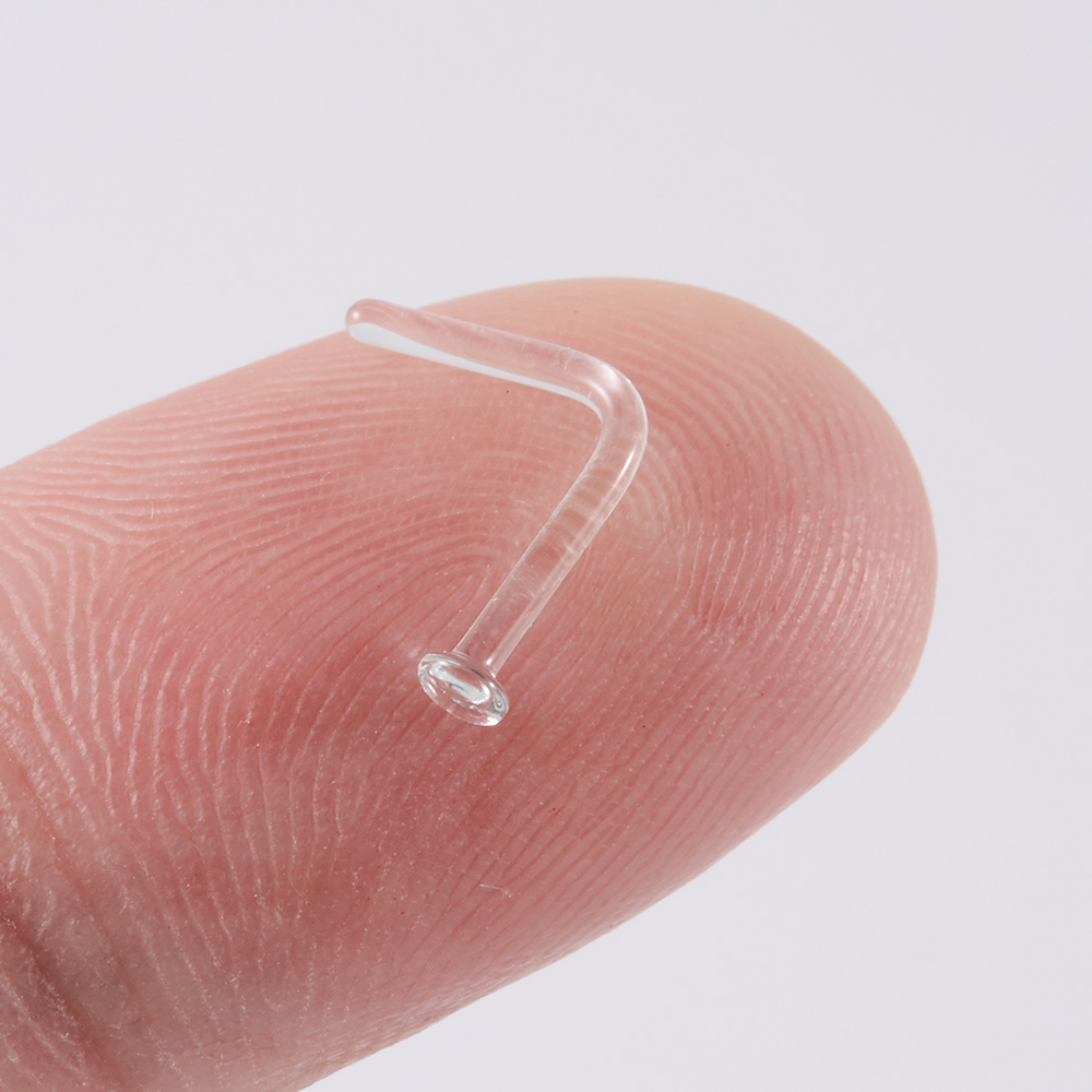1PC Glass Nose Stud Transparen - Body Jewelry Storage のレビューと価格
