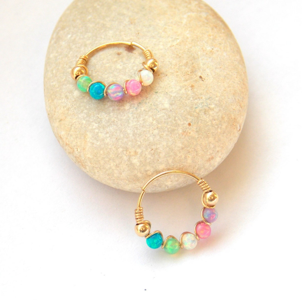 10mm 14K Gold Filled Opal Nose - Body Jewelry Hangers のレビューと価格