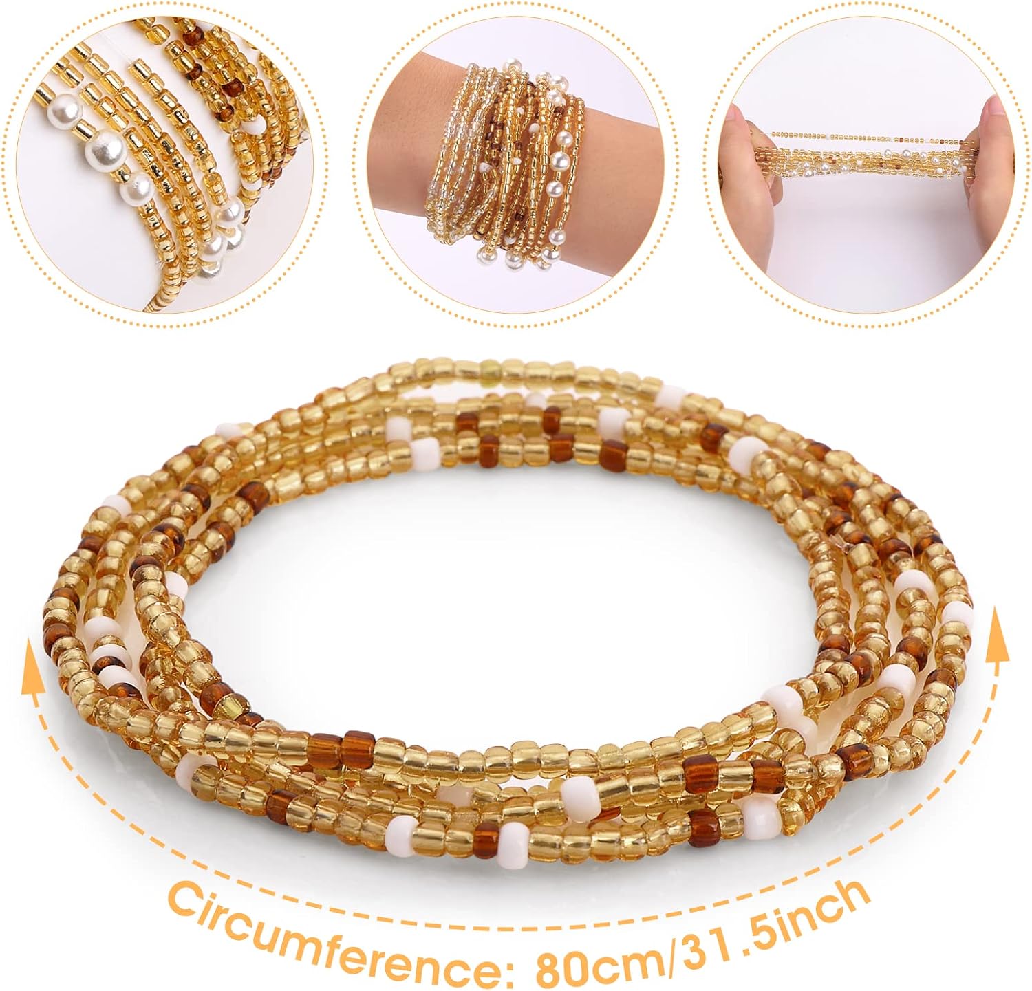 Waist Beads for Women Belly Be - Body Jewelry Waist Chains のレビューと価格