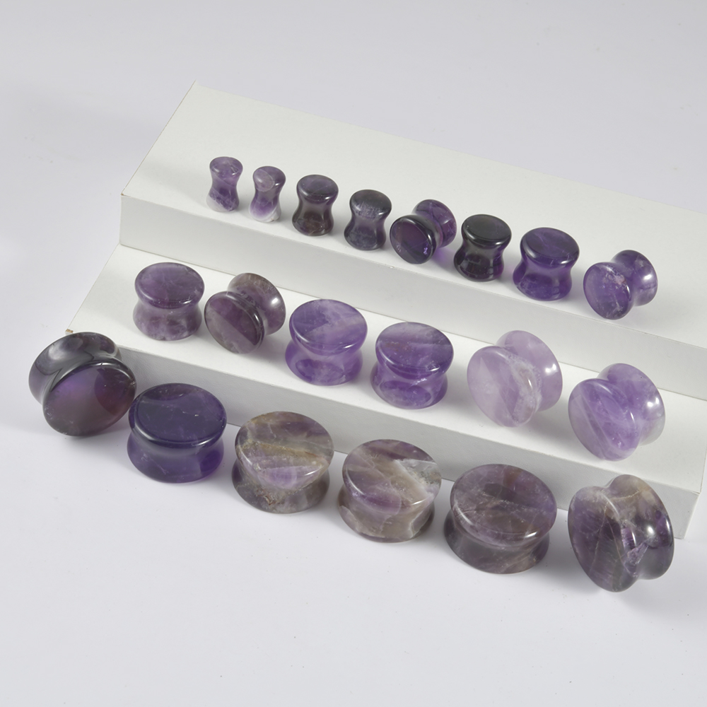 2PCS Natural Stone Double Flar - Body Jewelry Tunnels のレビューと価格