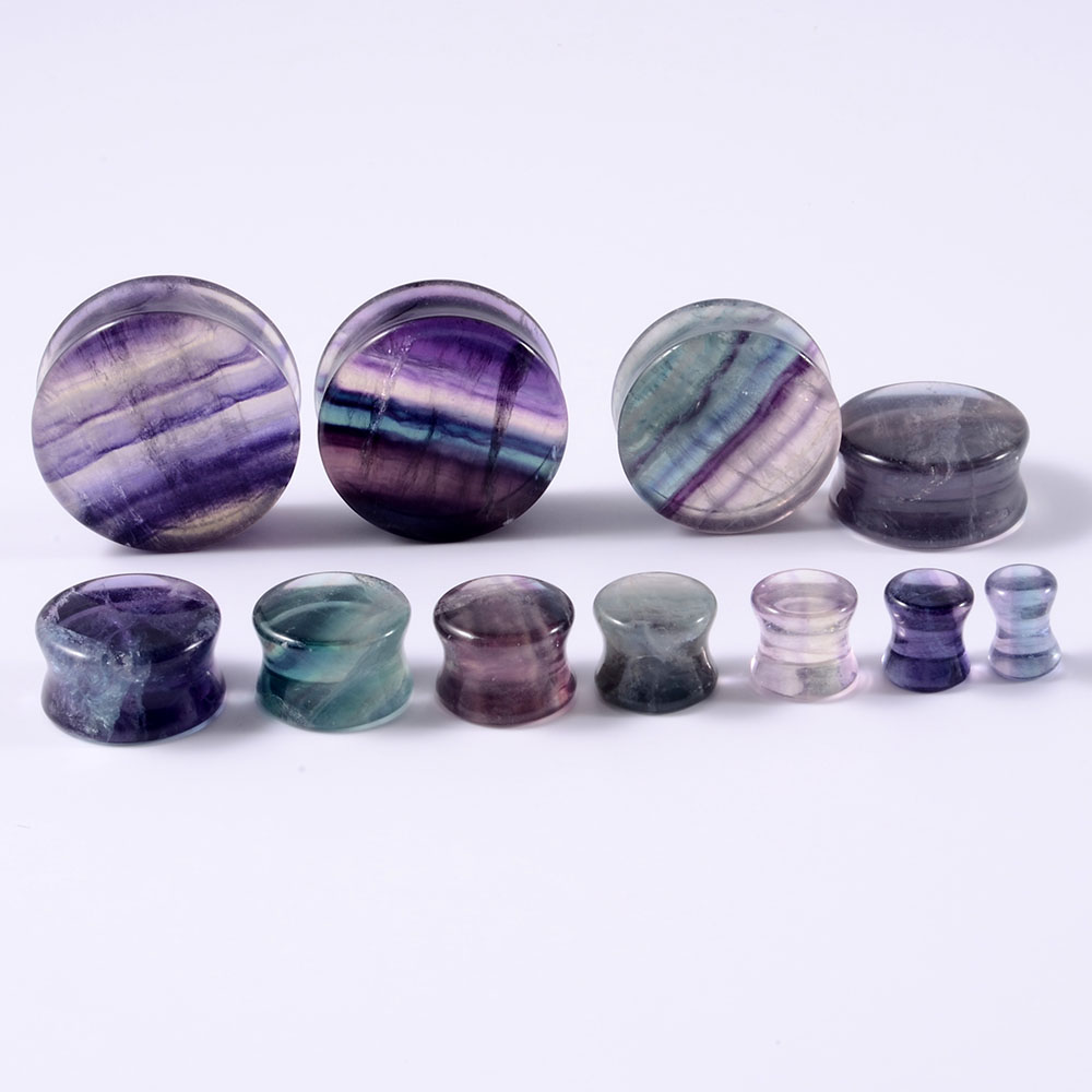 2PCS Natural Stone Double Flar - Body Jewelry Tunnels のレビューと価格