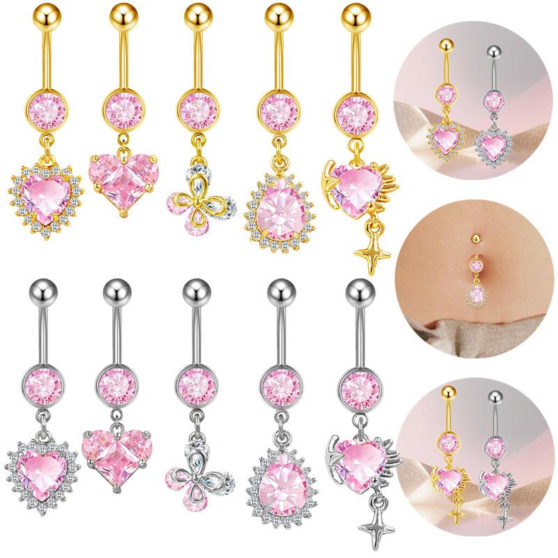 Fashion Heart Belly Button Rin - Body Jewelry Tunnels のレビューと価格