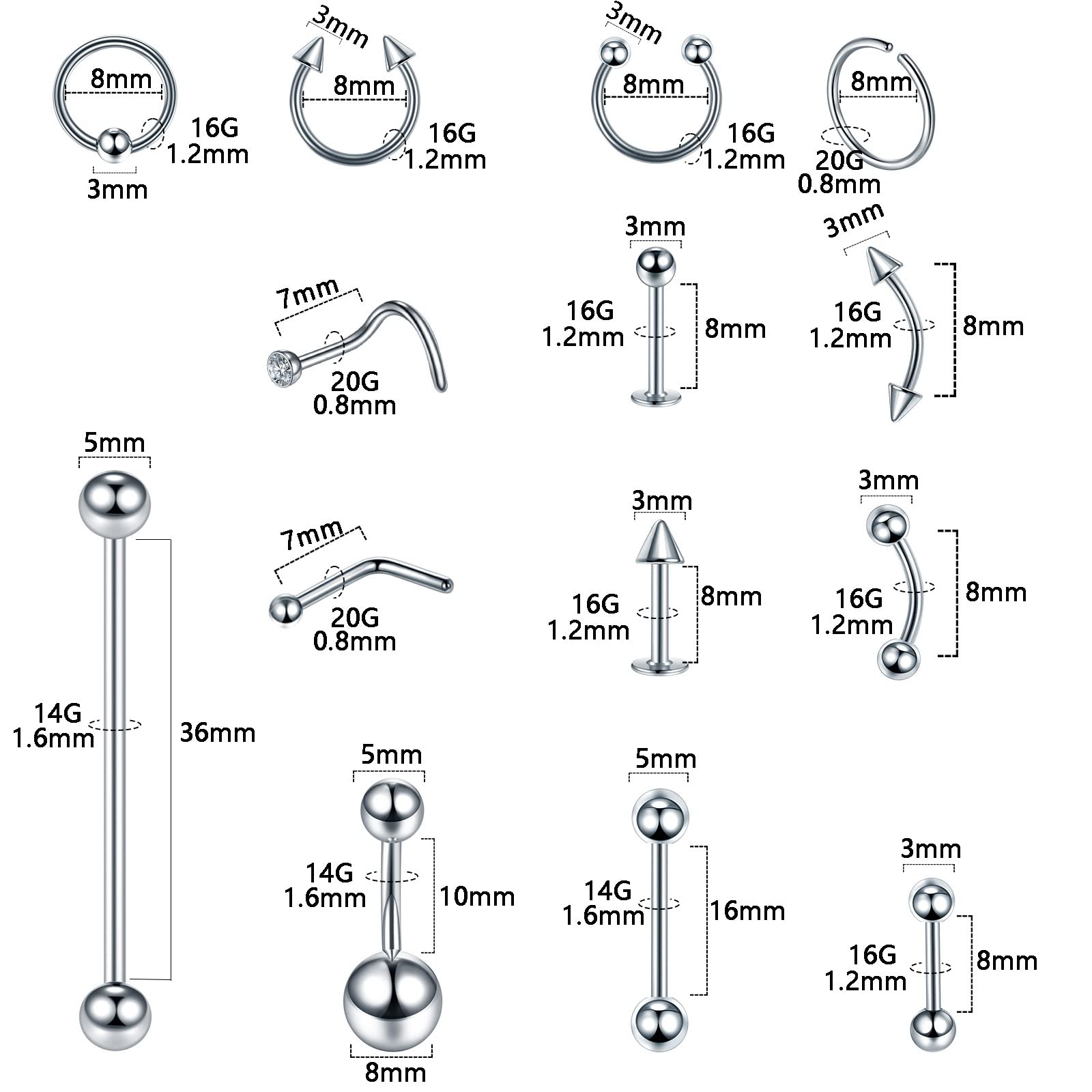 Body Piercing Surgical Steel 1 - Body Jewelry Tunnels のレビューと価格