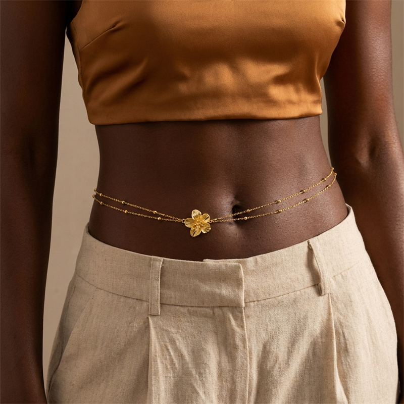 Simple Double Layers Belly Cha - Body Jewelry Waist Chains のレビューと価格