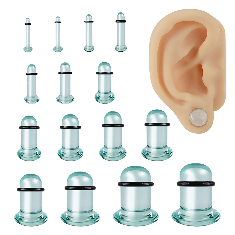 1Pair Glass Ear Tunnels and Pl - Body Jewelry Tunnels のレビューと価格