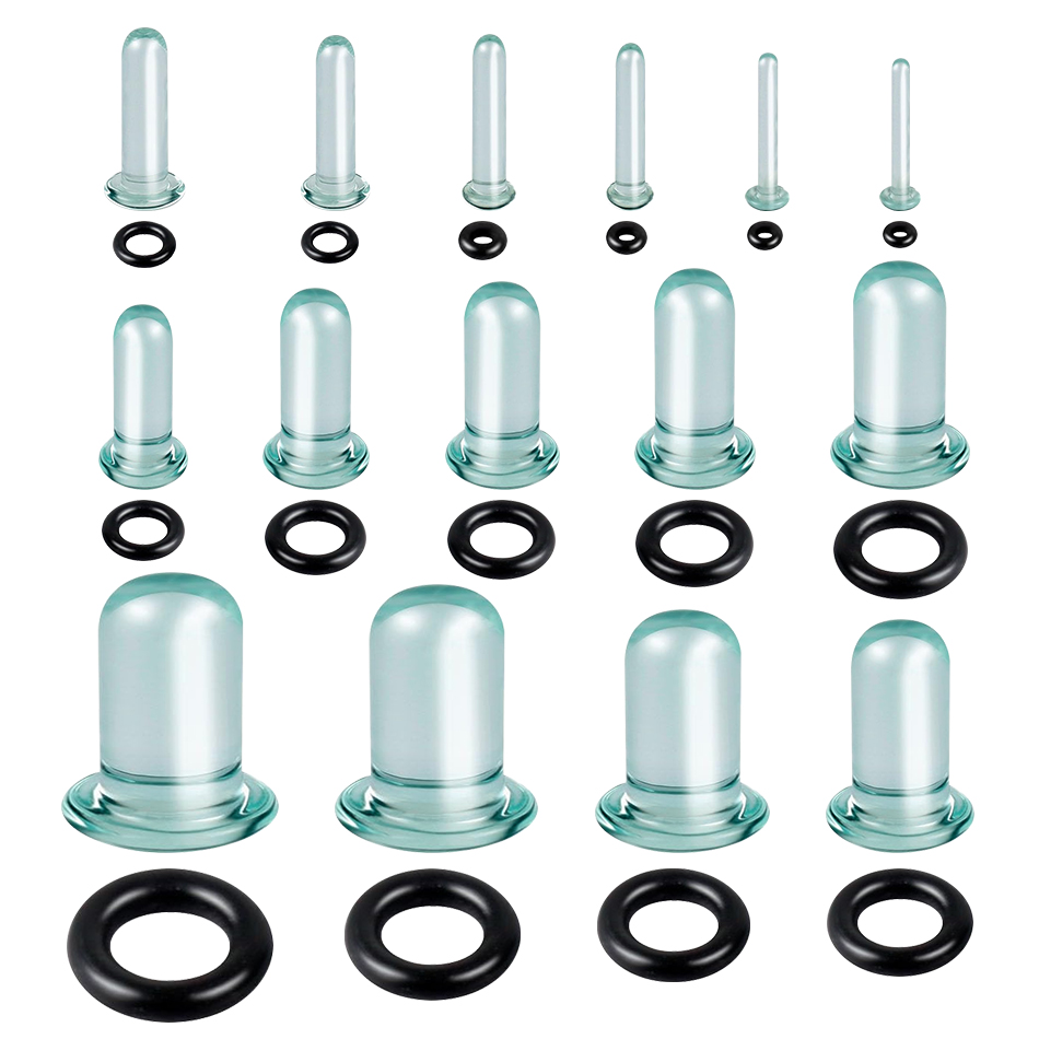 1Pair Glass Ear Tunnels and Pl - Body Jewelry Tunnels のレビューと価格