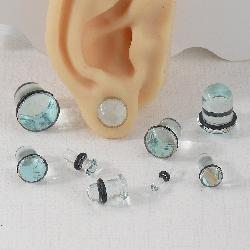 1Pair Glass Ear Tunnels and Pl - Body Jewelry Tunnels のレビューと価格