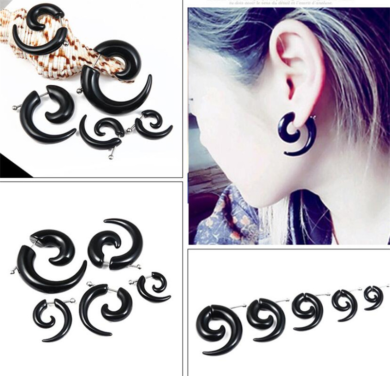 Punk Black Tribal Spiral Earri - Body Jewelry Tunnels のレビューと価格