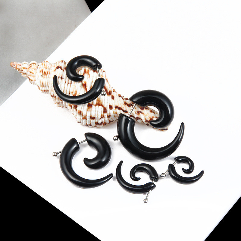Punk Black Tribal Spiral Earri - Body Jewelry Tunnels のレビューと価格