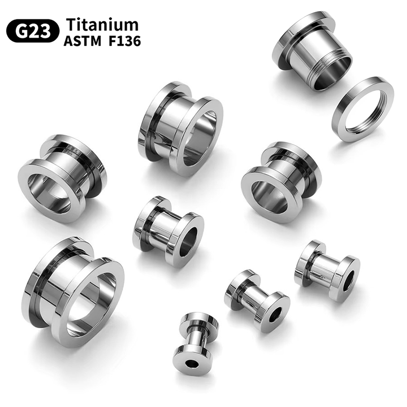 1PC Ear Tunnels Plugs Titanium - Body Jewelry Tunnels のレビューと価格